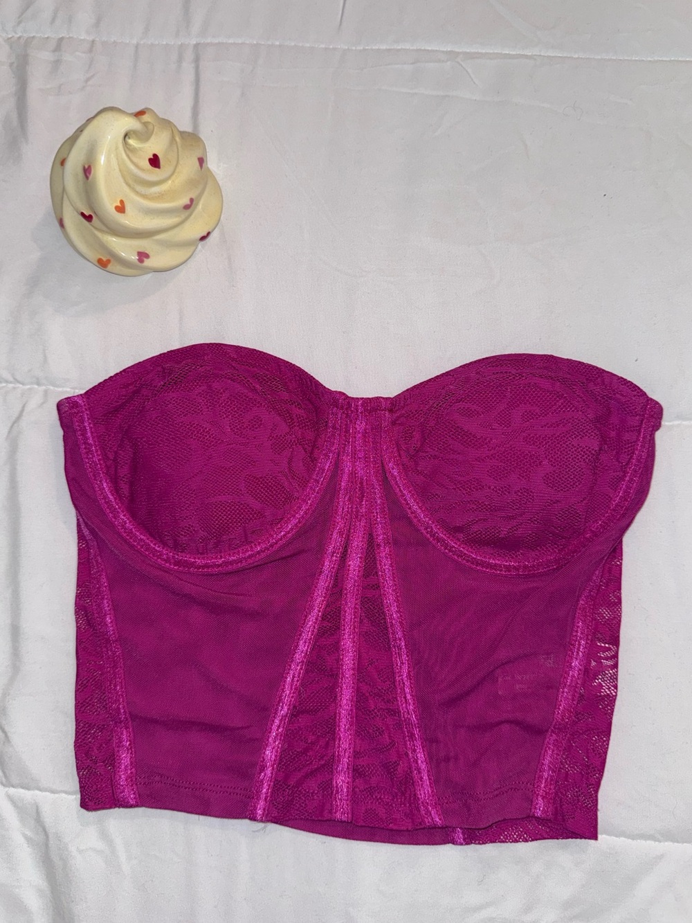 Forever 21 Strapless Longline Bustier in Magenta